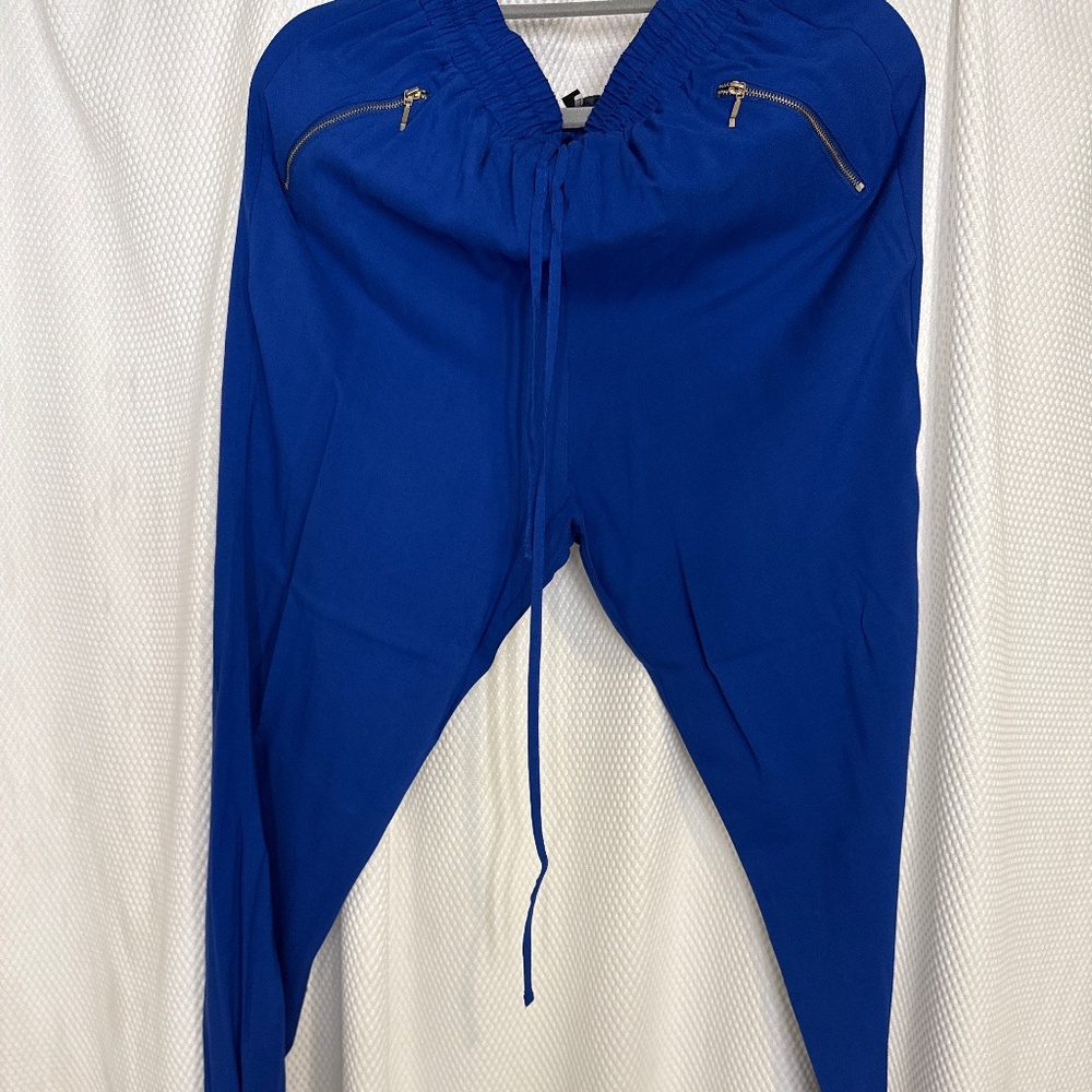 Light weight navy Joggers with gold zipper